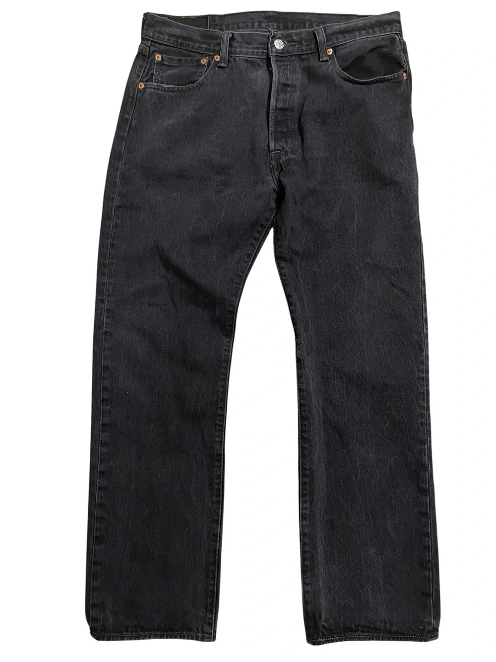 Levi's 501 Button Fly Black Straight Leg Relaxed Fit Men’s Jeans Size 35/32